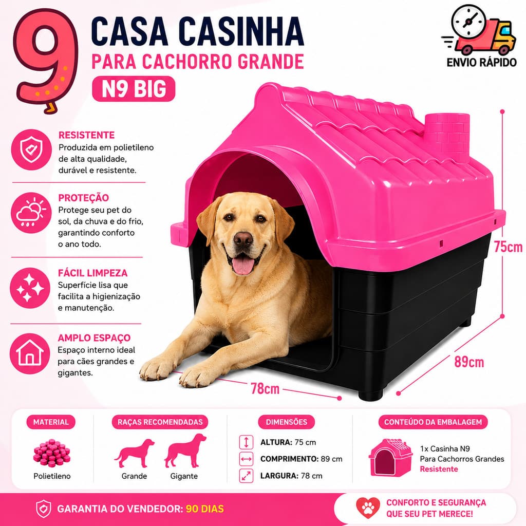Casinha de Cachorro Grande Porte N8 ou N9 Casa Pet Big Casa Pra Cachorro