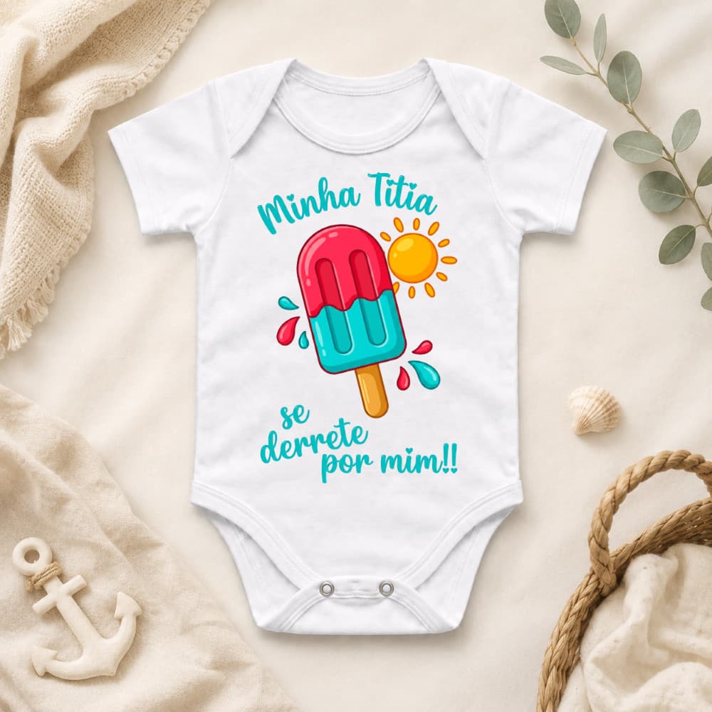 Body Bebê Infantil Personalizado Menino Menina Roupa Bebê Unissex Minha Titia Se Derrete