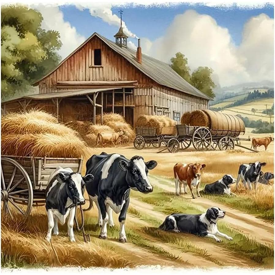 Kits de Arte com Diamantes AMORARS com Tema de Fazenda para Adultos - Kit de Pintura com Diamantes 5D para Iniciantes, P