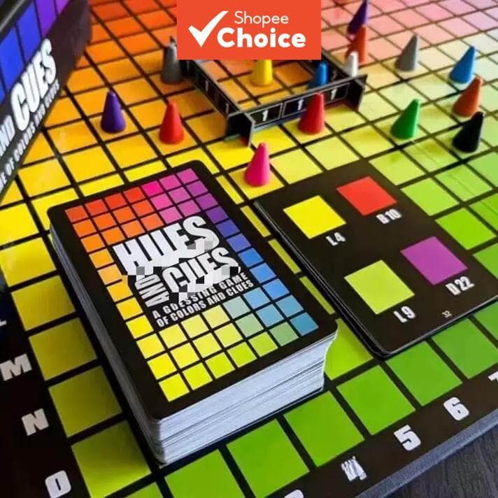 Jogo de Tabuleiro Hues And Cues - 480 Tons de Cor para Crianças, Divertidos Quebra-Cabeças de Cores para Família,