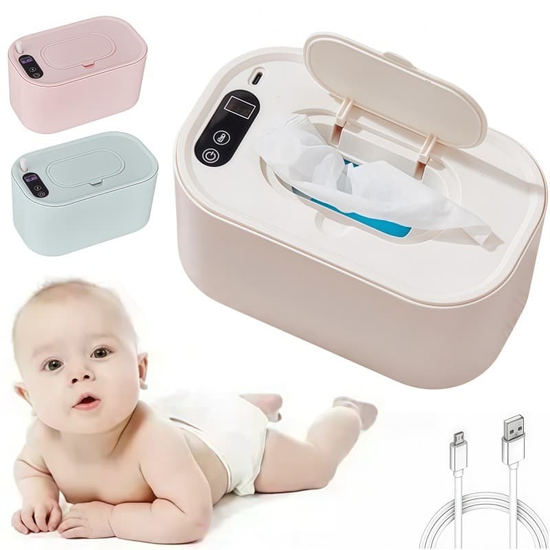 Aquecedor de Lenços Umedecidos para Bebê com Display Digital - Temperatura Ajustável 40-60°C USB