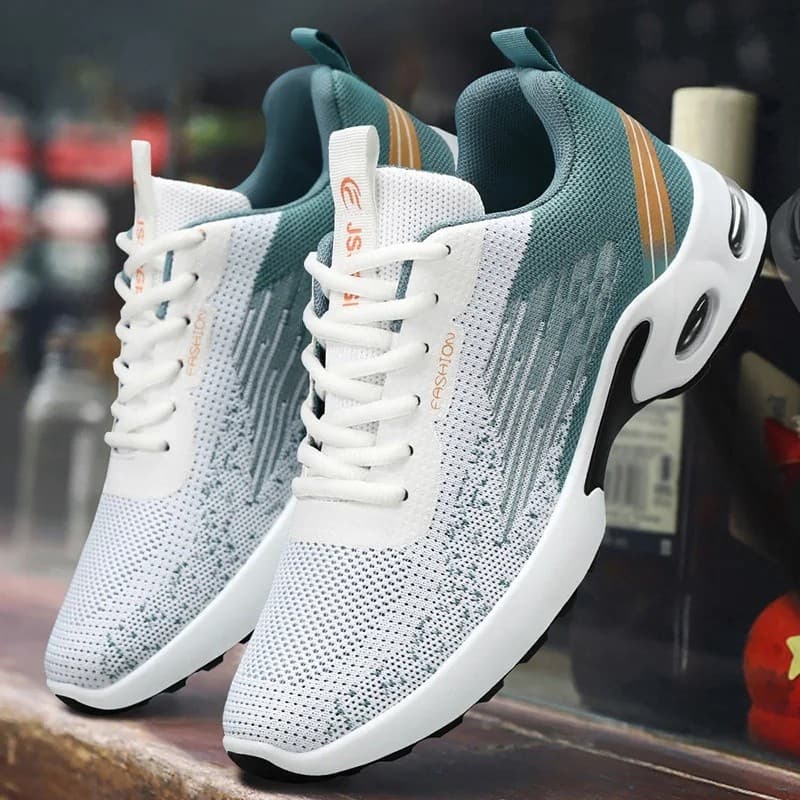 Tênis Masculino Respirável Com Cadarço , Sapatos Casuais De Malha , Calçados Confortáveis Sola Acolchoada Para Uso Diári