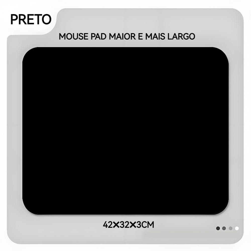 Mousepad Gamer De Borracha Antiderrapante 32x42 cm Para Computador Notebook PC Preto