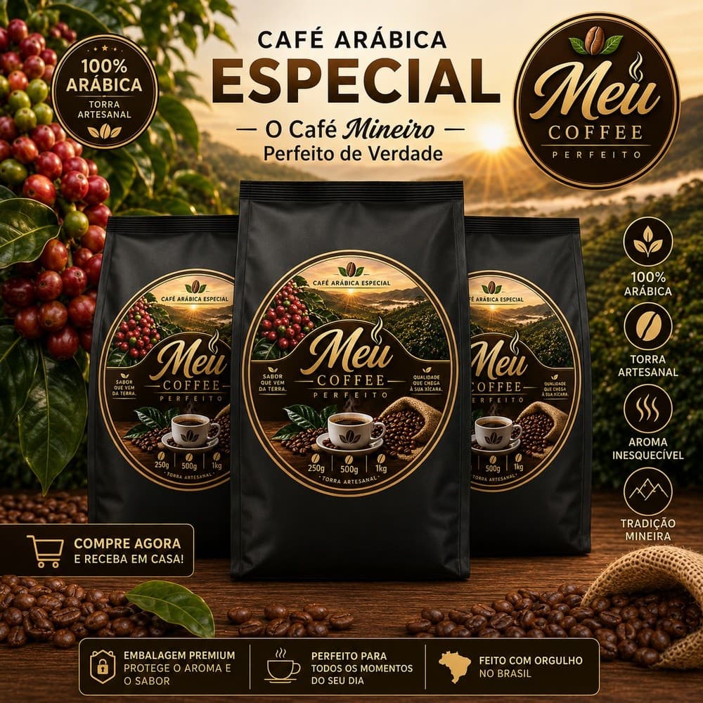1Kg Café Arábica Torra Média em Grãos Meu Coffee Perfeito Safra 2026