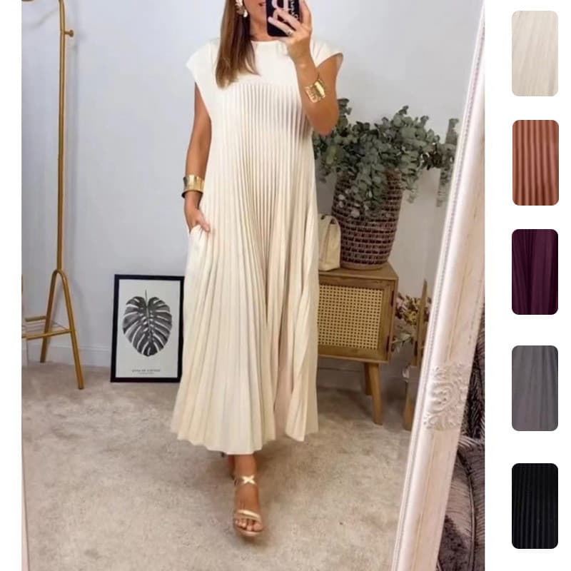 2026 primavera novo estilo feminino vestido transfronteiriço elegante moda em torno do pescoço sem mangas vestido longo 