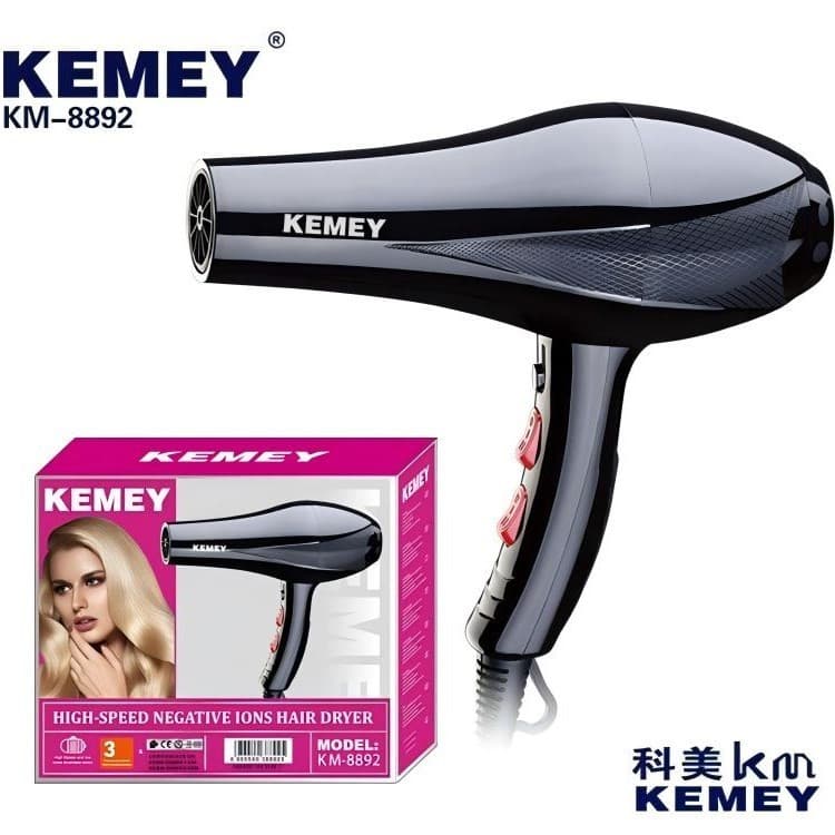 À VENDA! Secador de Cabelo Profissional Kemei KM-8892 Íons Negativos Alta Potência Secagem Rápida 110V/220V