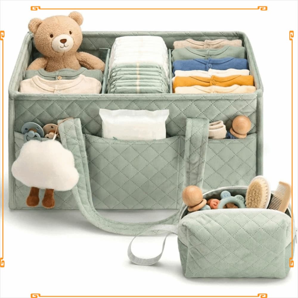 Cesta De Armazenamento De Berçário , Itens Essenciais Para Recém-Nascidos Com Bolsa Organizador De Fraldas De Bebê , Sac