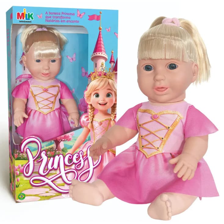Boneca Infantil Princess Articulada em Vinil Loira para Meninas