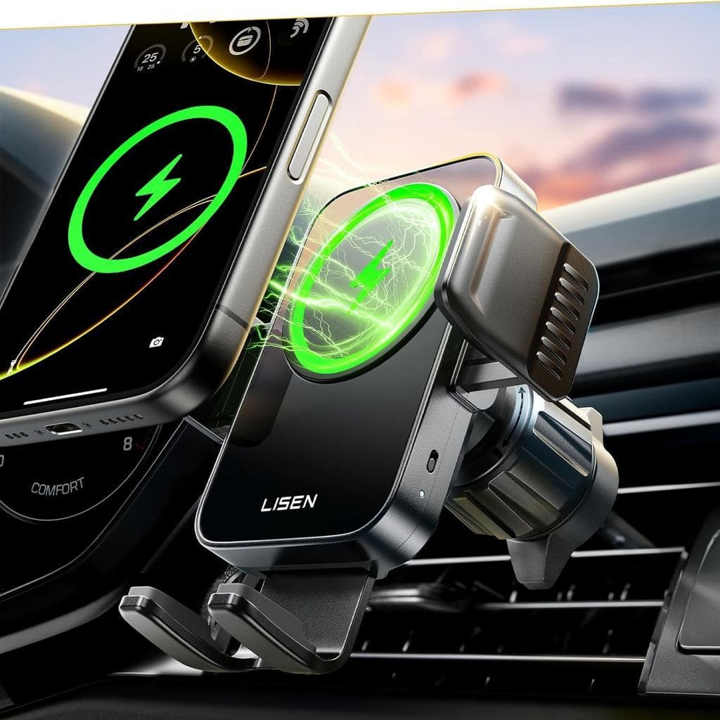 Carregador De Carro Sem Fio LISEN , Suporte Para Telefone Com Ventilação De Ar De Carregamento Rápido De 15 W [Agitação]