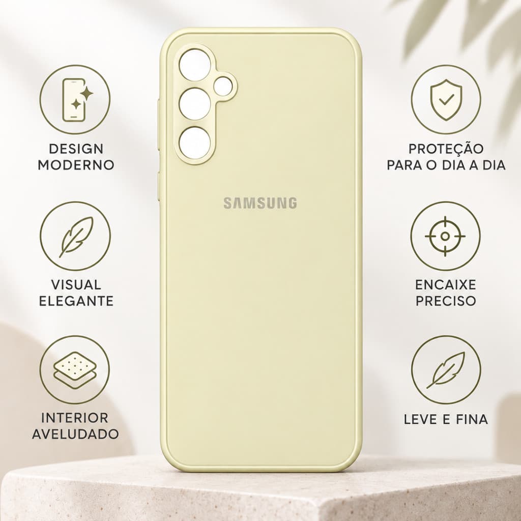 Capinha Samsung A14 Acrilico Amarelo Claro Case Resistente Nova Celular Celulares Nova Premium