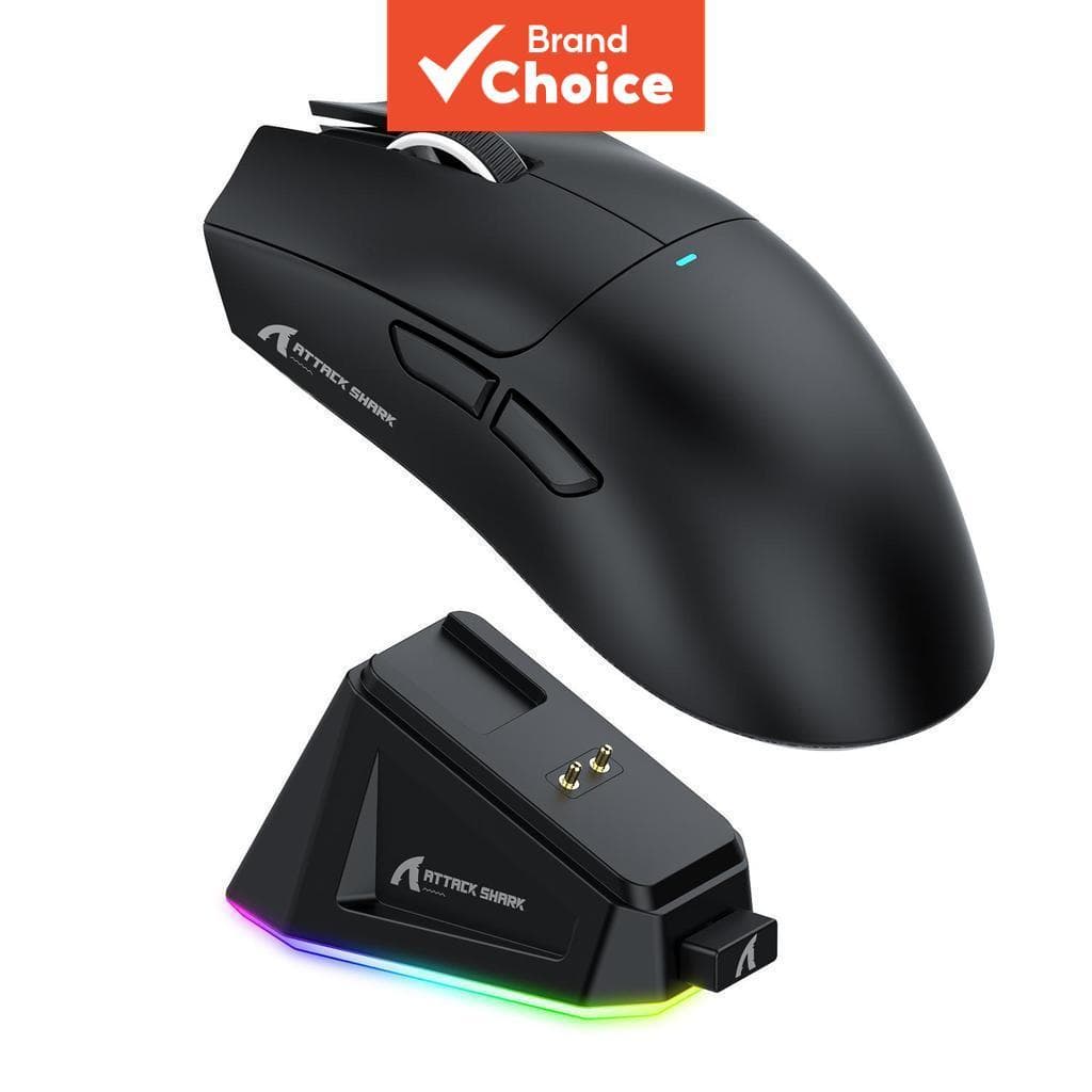  Mouse Gamer Sem Fio Attack Shark X11 – 22.000 DPI, RGB, ultra-leve 63 g, com base de carregamento