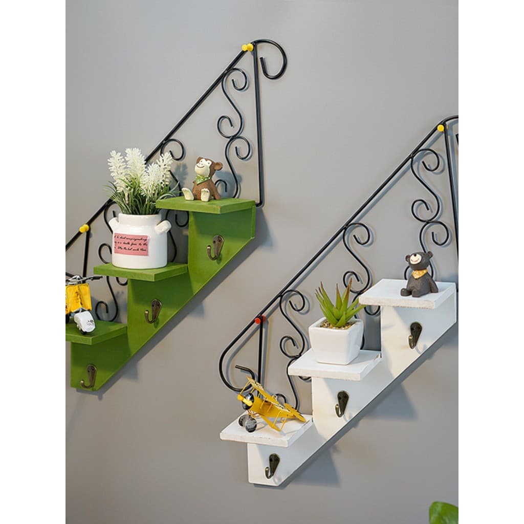 Estilo europeu escada parede pendurado sala de estar flor suporte prateleira ferro decoração da parede criativa flor sup