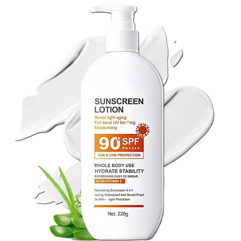 Loção protetora solar com FPS 90 para corpo e rosto, proteção de amplo espectro contra UVA/UVB, protetor solar resistent