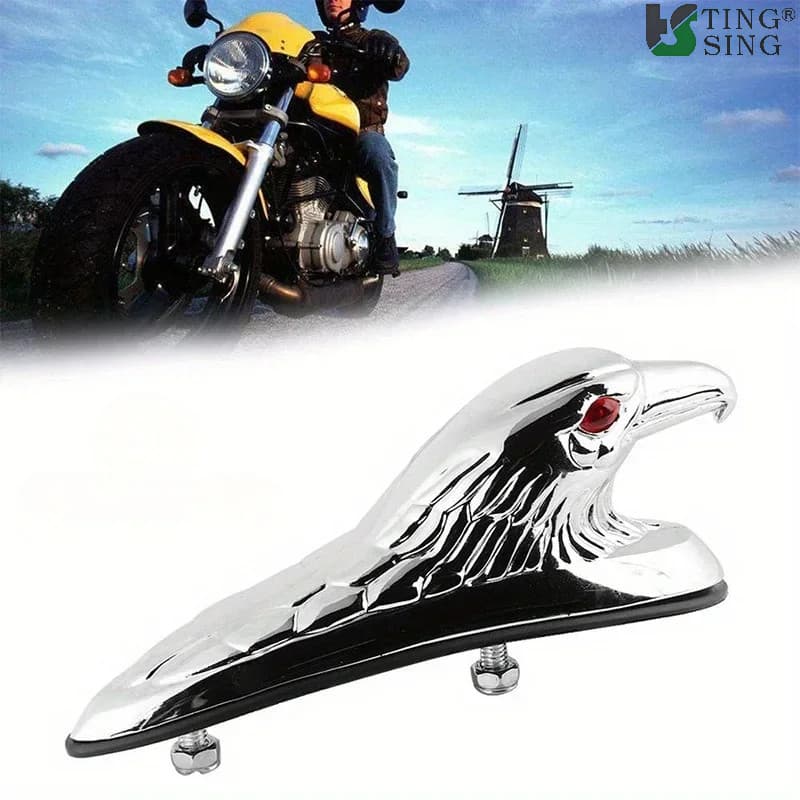 1PC Motocicleta Águia Cabeça Decorativa Paralama Modificado Com Alumínio Cromo Chapeamento MOTO Acessórios