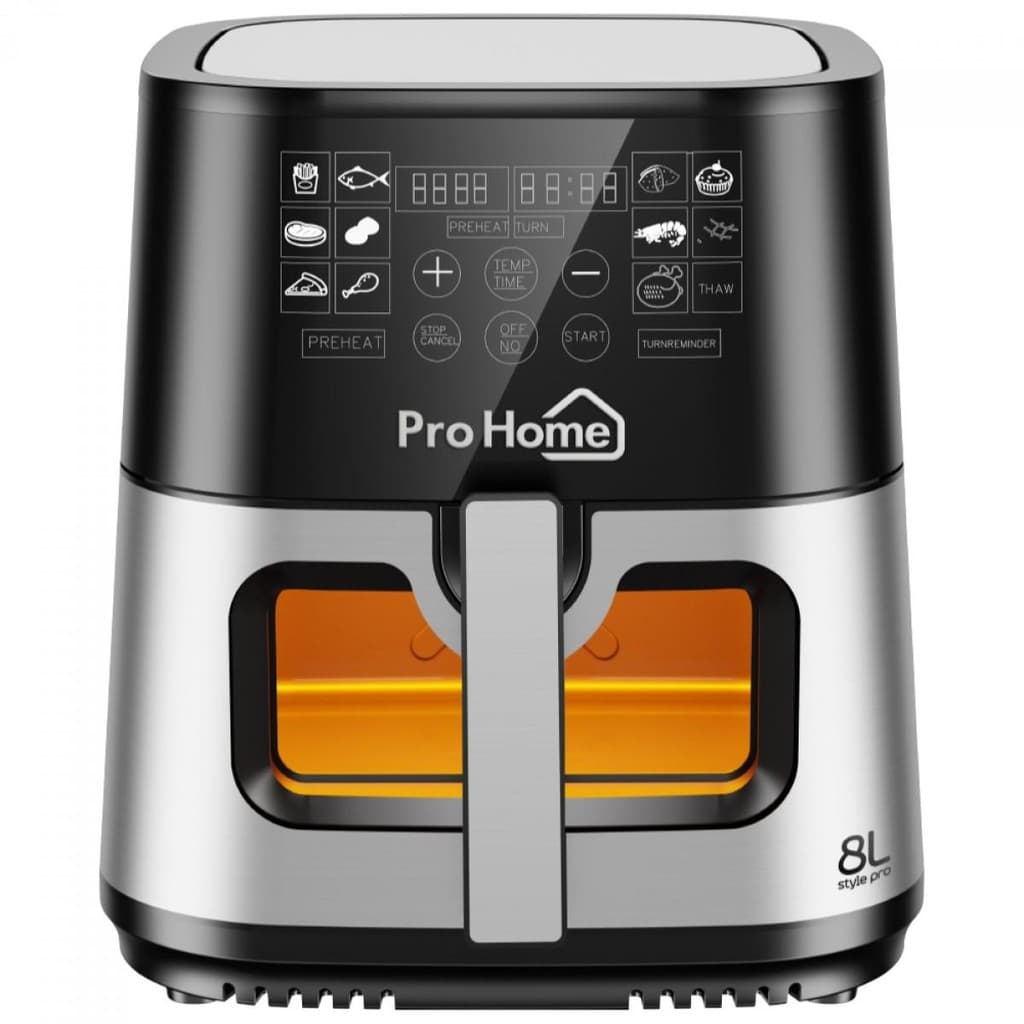 Fritadeira Elétrica Air Fryer Pro Home Style PRO, 100% Digital, 8L, 110V, Preto e Inox