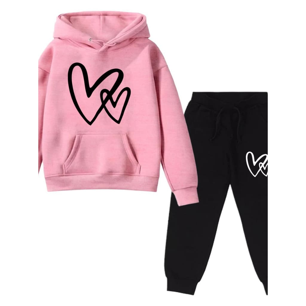 Kit Conjunto Blusa Moletom E Calça Moletom Infantil 2 Corações - Envio Imediato