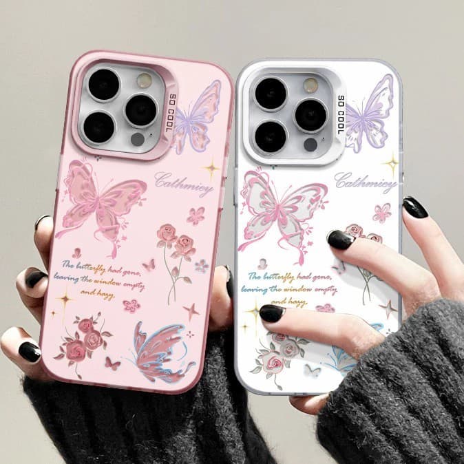 Capa Capinha Samsung Borboleta Rosa Samsung A55 A54 A16 A34 A23 A05 A55 A35 S24 S25 Plus Ultra TPU Anti-impacto