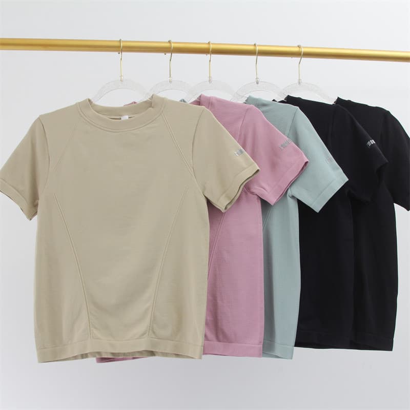 Roupas de Fitness sem costura femininas Tops esportivos de manga curta roupas de ioga para corrida Anti-reflexo absorven