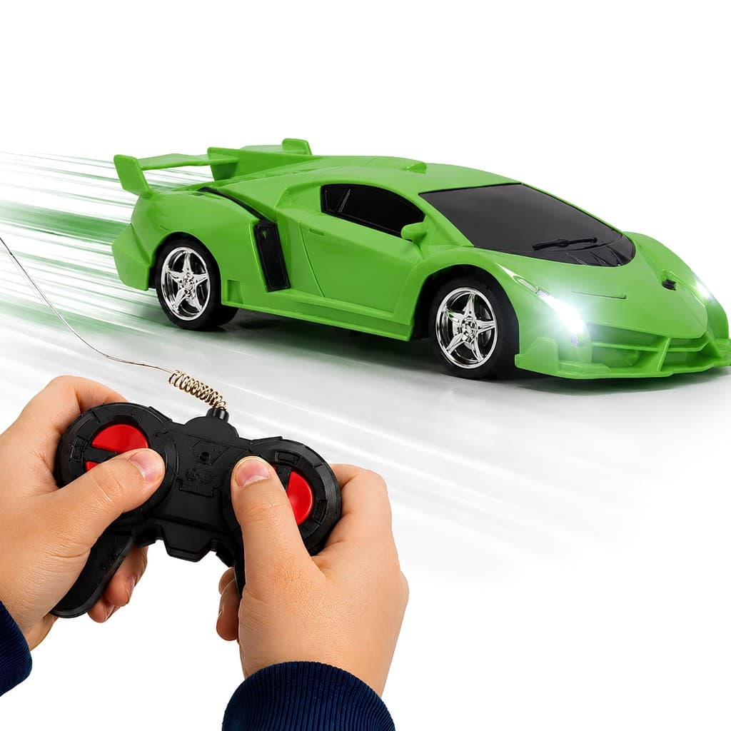 Carrinho Controle Remoto Corrida Superesportivo Escala 1:18 Brinquedo Menino 4 Funções Verde Castela