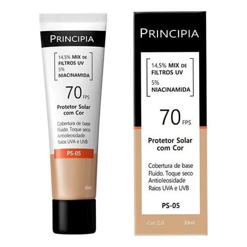 Protetor Solar Facial PS-05 Cor 2.0 FPS 70 Principia 4,5% Mix de Filtros UV+5% Niacinamida 30ML