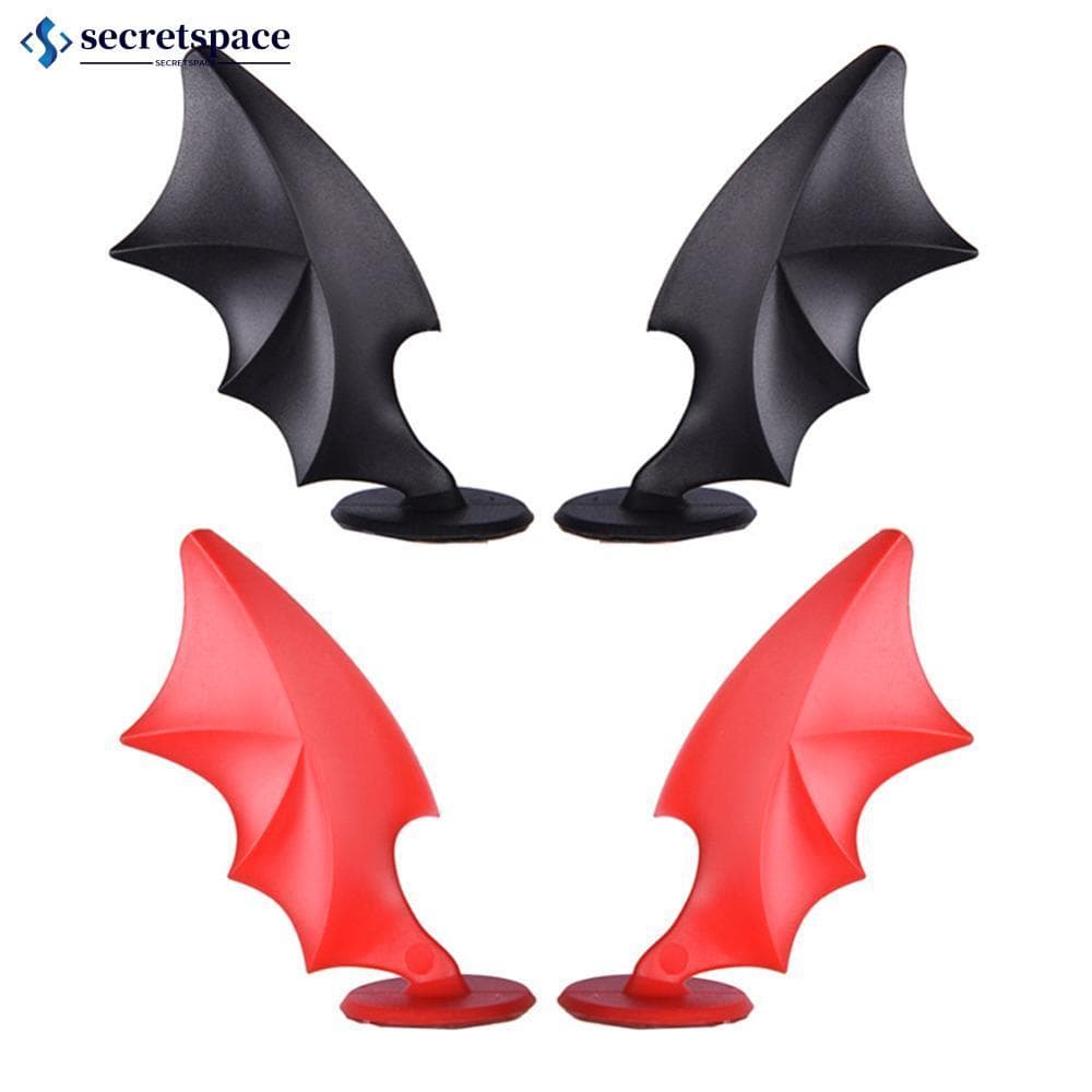 SECRETSPACE 2 Pçs Decoração De Capacete Da Motocicleta Borracha Diabo Chifre Asas Com Ventosas Do Para Moto Acessórios B