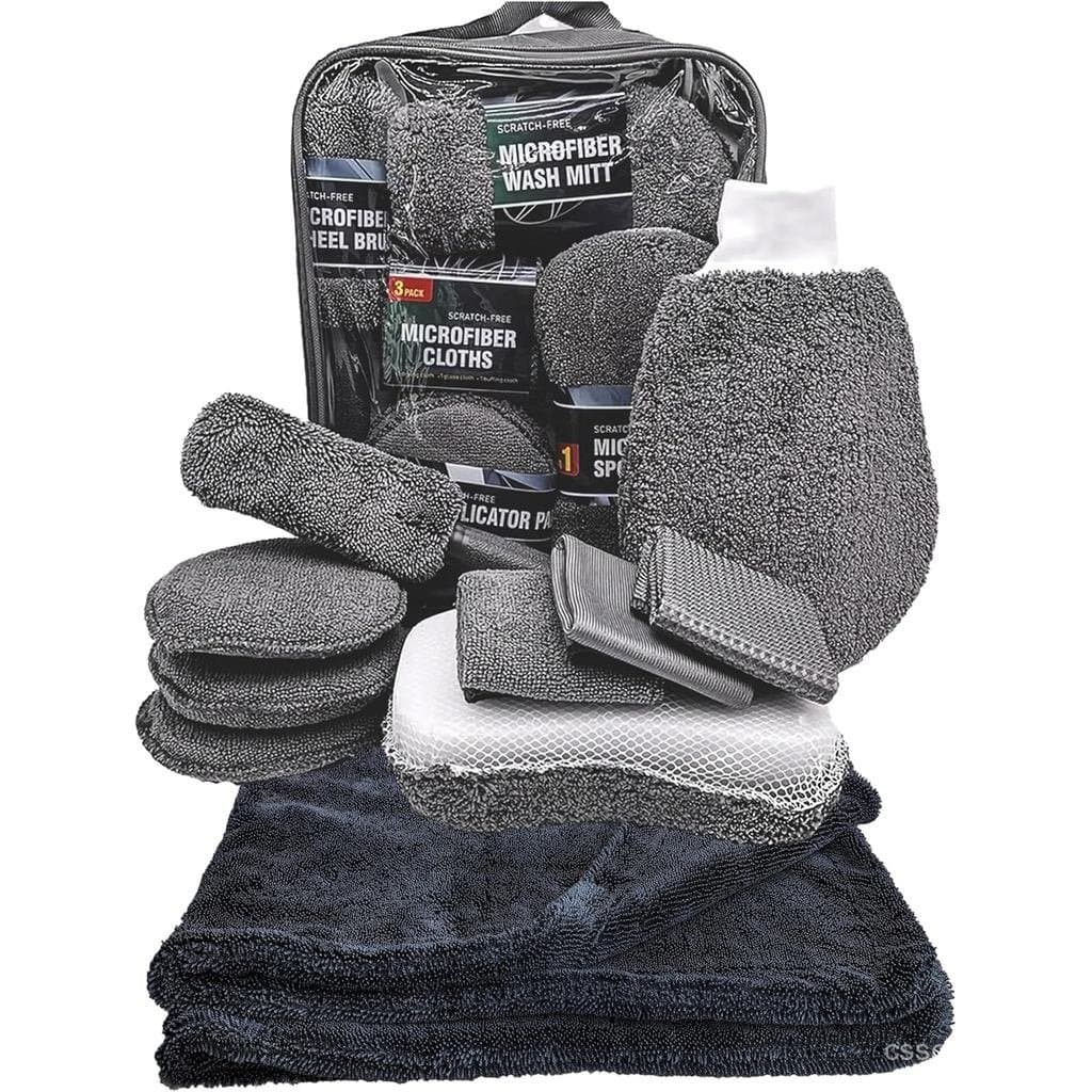 Kit de limpeza para peças de carro, luvas, cera para pneus de detalhes finos, esponja para interior, pano de limpeza, es
