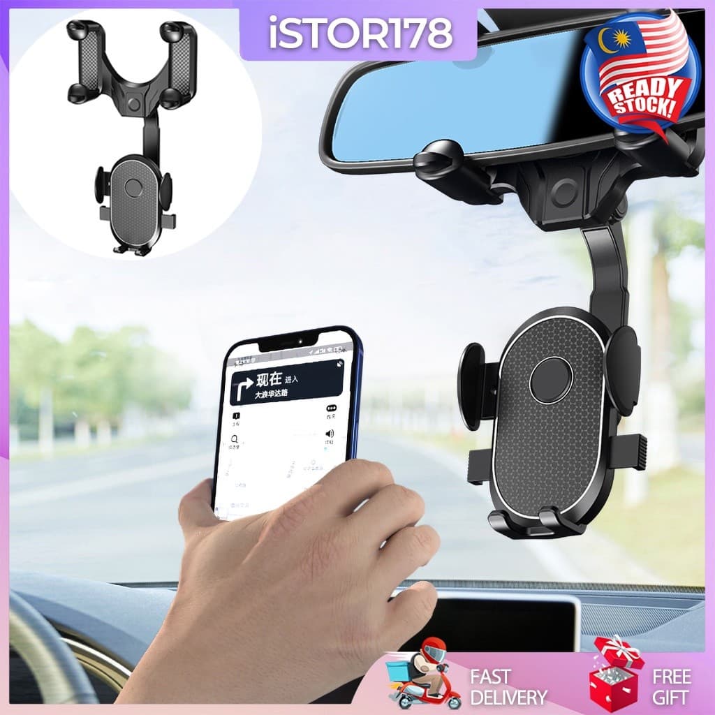 Suporte universal giratório 360° para telefone para espelho retrovisor de carro