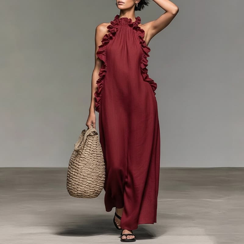 Luz de luxo High-End vestido francês feminino verão europeu americano comércio exterior feminino legal fora do ombro ren