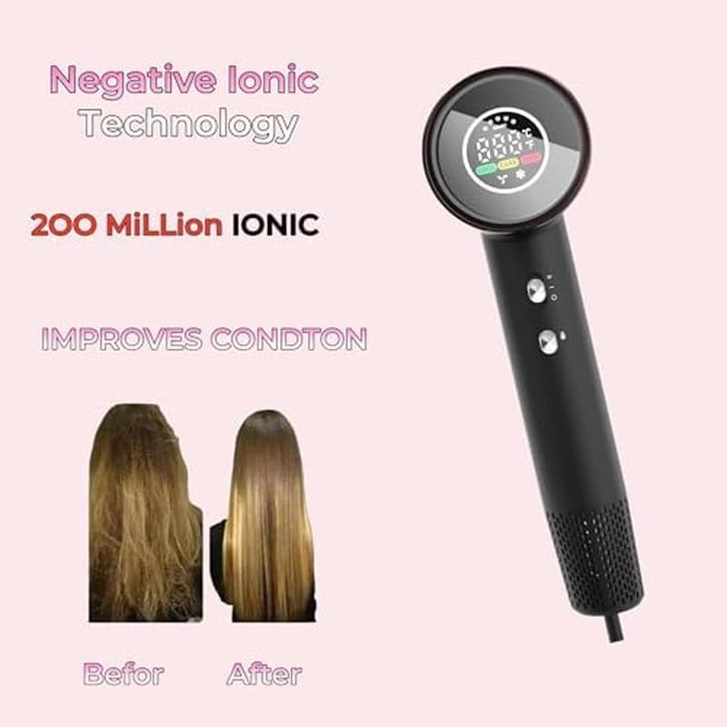 Secador De Cabelo Iônico Leve Profissional De Alta Velocidade 1500 W Com Bico-Motor De 110.000 Rpm , De Secagem Rápida D