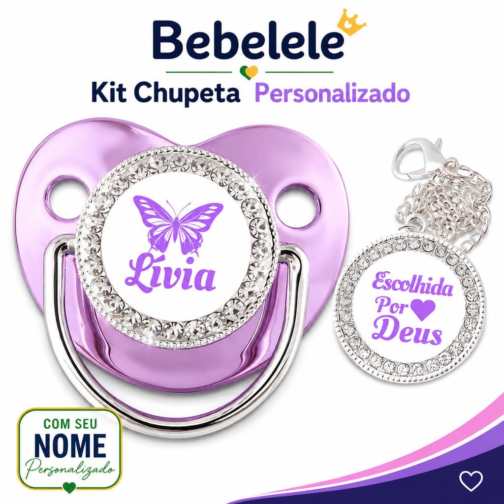 Chupeta ortodôntica para bebê, personalizada com o nome do bebê, chupeta de silicone BPA Free &ISYV