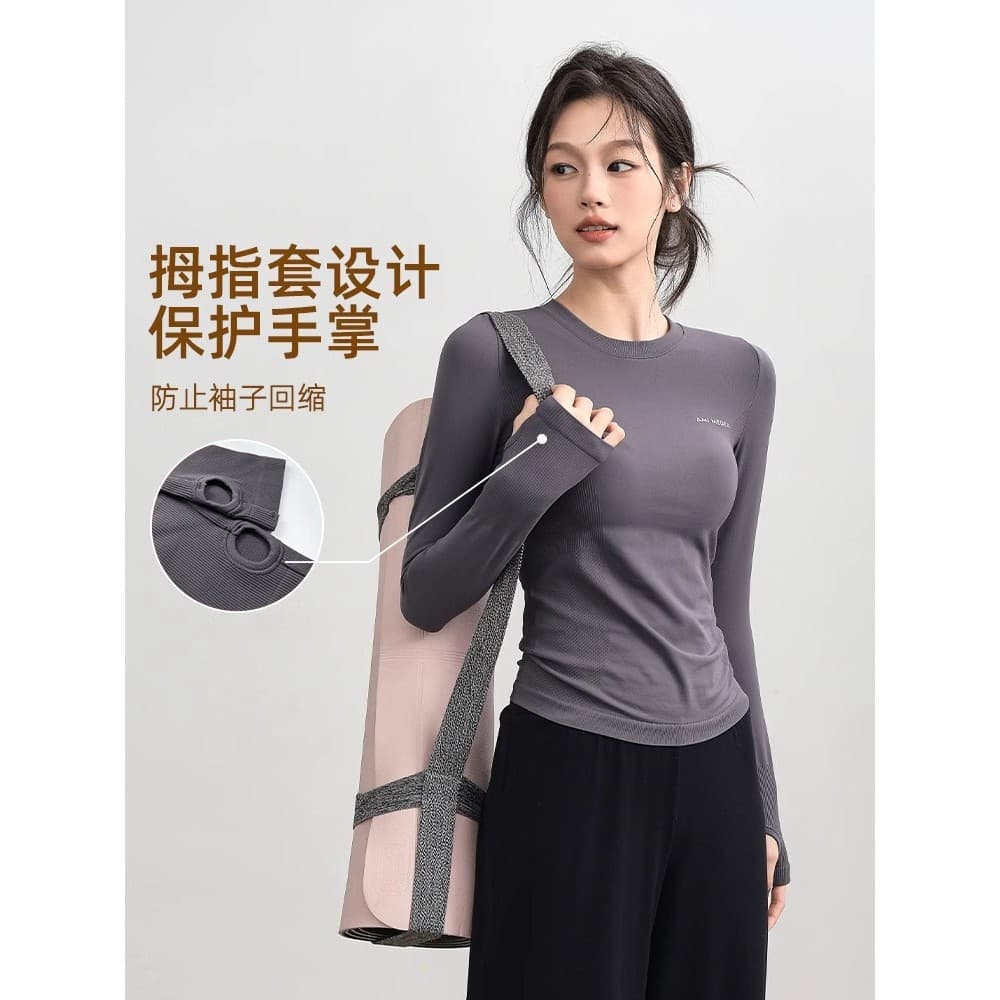 Roupas de Fitness femininas de manga comprida esportes topos fino-ajuste mais magro olhar correndo camisetas roupas de c