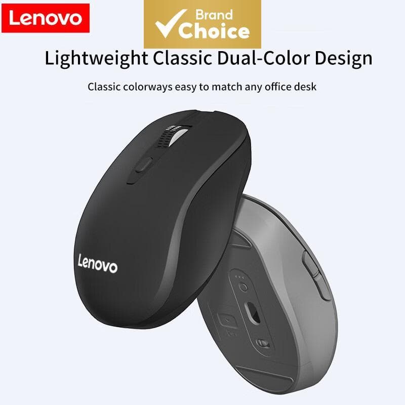 Mouse Sem Fio Lenovo M30, Modo Duplo 2.4G e Bluetooth, 6 Botões, Silencioso, DPI Ajustável, Ergonômico, Para Jogos,