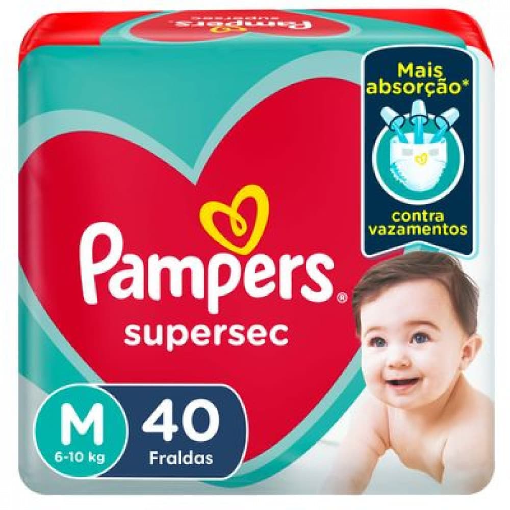 Fralda Descartável Infantil Supersec M 40 Unidades Pampers