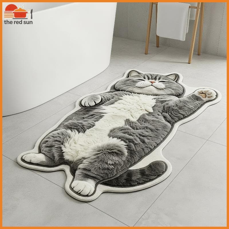 TSBR Adorável Gato Impressão Fofo Pelúcia Área Tapete Lavável Antiderrapante Para Quarto Cabeceira Sala De Estar Decoraç