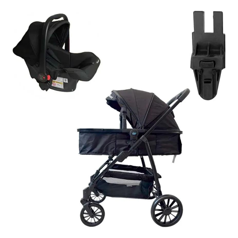 Carrinho Bebê Move Duo Passear Bebê Conforto Nina Adaptador Preto