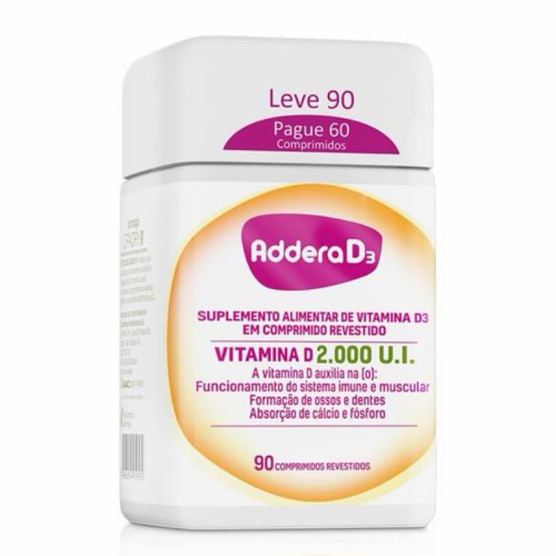 Suplemento Alimentar Vitamina D Addera D3 2.000UI - 90 Comprimidos