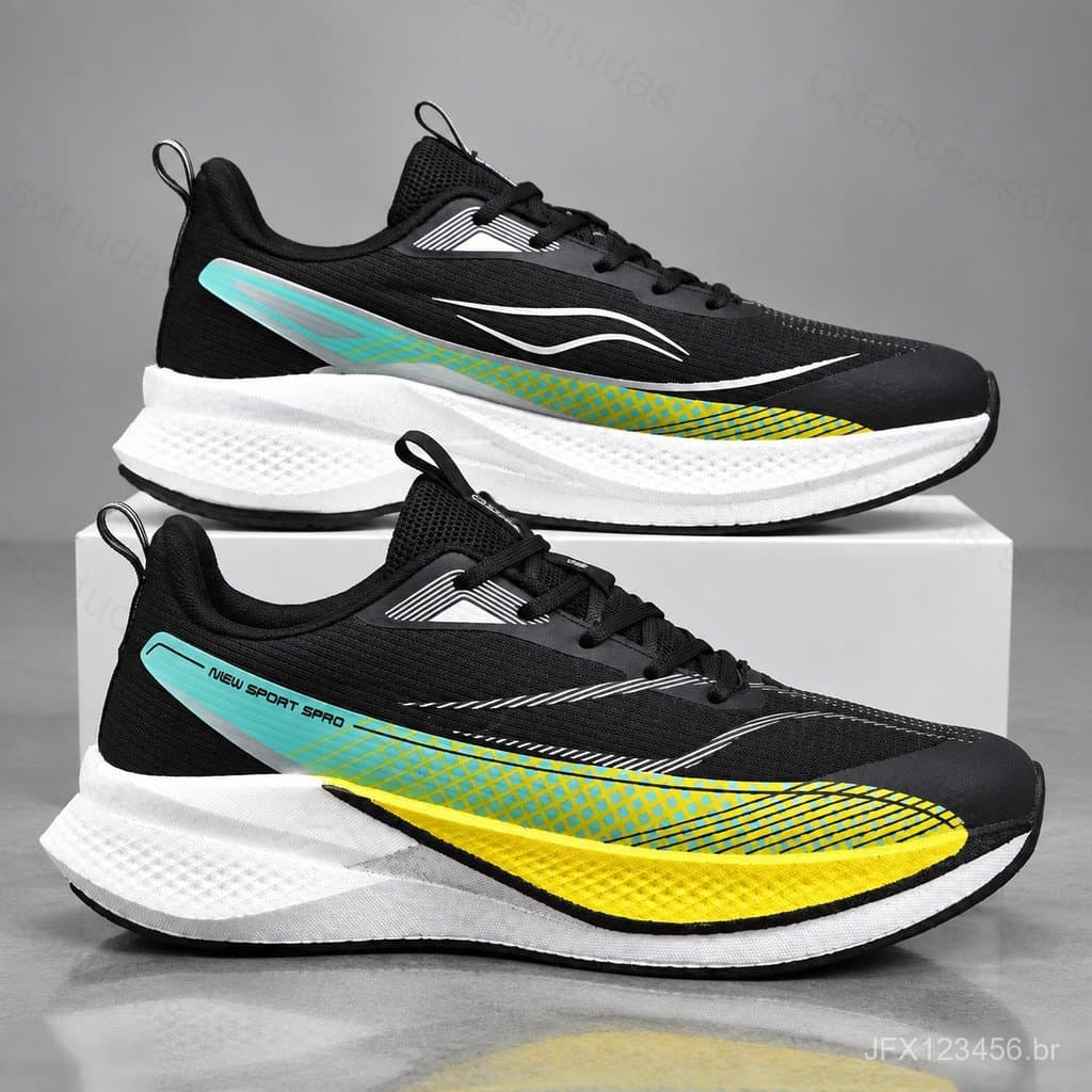 Tênis Esportivos Casuais Masculinos Respiráveis em Malha com Placa de Carbono, Tênis de Corrida Leves com Sola Macia e A