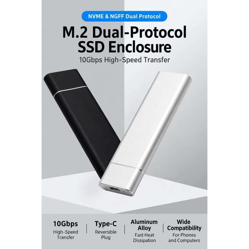 M . 2 Protocolo Duplo NVMe NGFF SATA SSD Gabinete Type C Unidade De Estado Sólido Externa Caso Adaptador M2 Portátil Cai