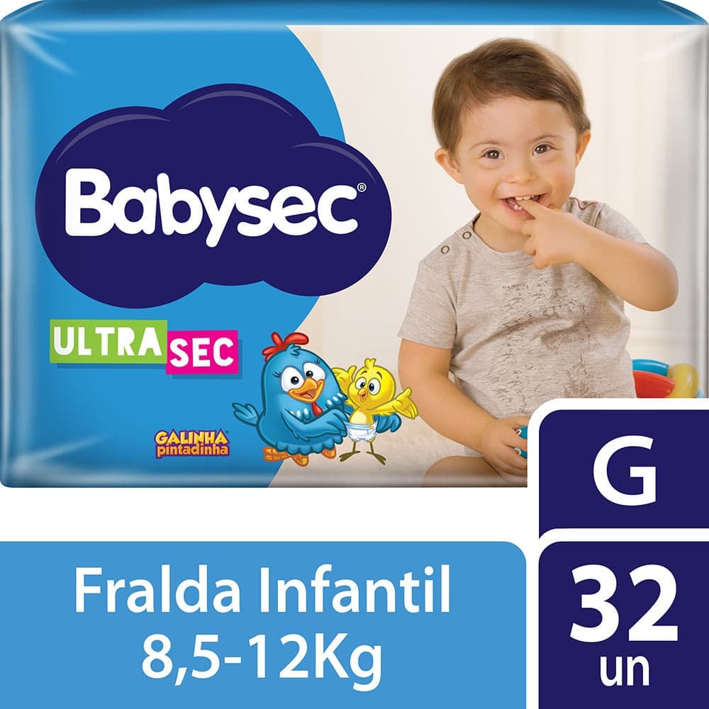 Fralda Descartável Babysec Ultrasec G (8,5–12 kg) 32 Unidades