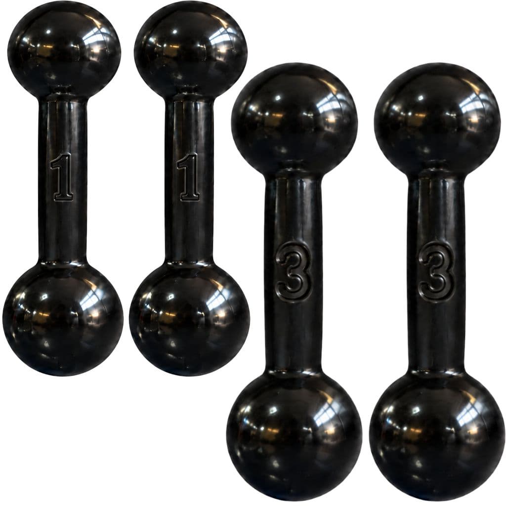 Kit Par Halter Bola Emborrachado 1 e 3 kg 8 kg Total Musculação Academia Treino Funcional CrossFit Fitness Fisioterapia