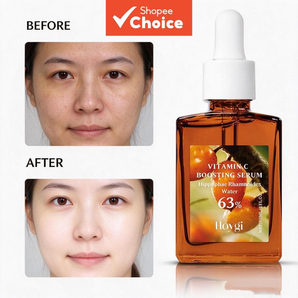 Essência Facial Clareadora Vitamina C, Romã e Seabuckthorn - Hidratante e Redutor de Pigmentação