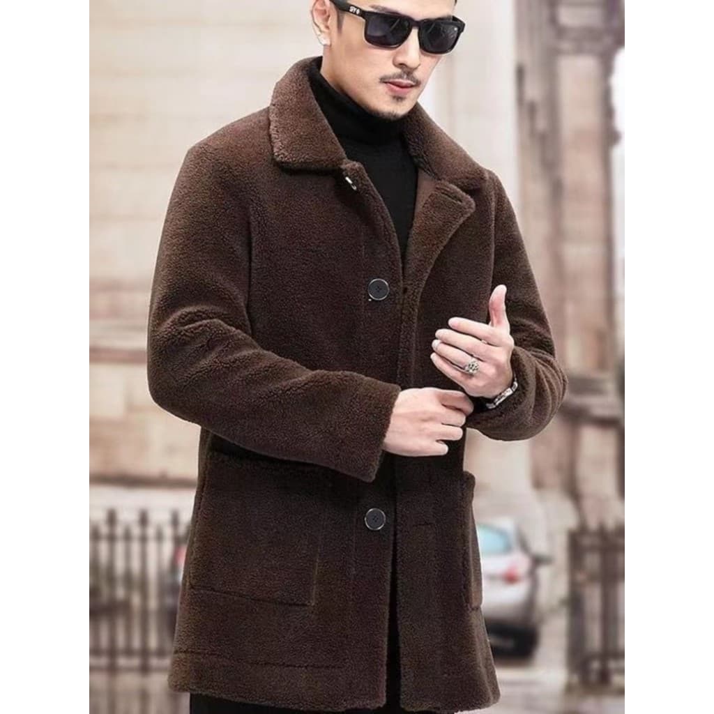 Jaqueta de camurça masculina novo estilo outono inverno forro de lã quente lapela Casual jaqueta de trabalho jaqueta de 