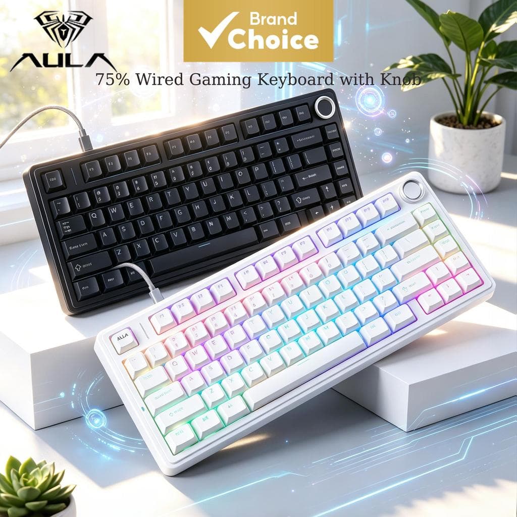 Teclado Mecânico Com Fio Aula F75 Layout 75% Estrutura Gasket Troca Quente RGB Retroiluminado Para Jogos e Escritório