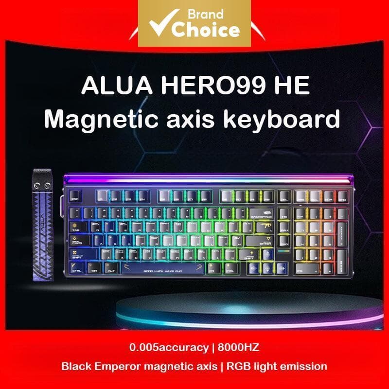 Teclado Mecânico Gamer AULA Hero 99 HE, Switch Magnético, Tri-Modo, Intercambiável, RGB, para Laptop