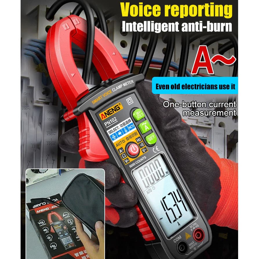 [Multímetro Completo] HFH-【1 Segundo】Multímetro Automático de Grampos/Clamp Meter/Digital