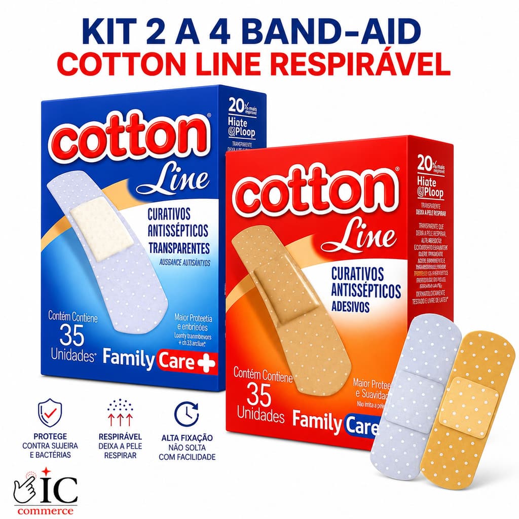 Kit Band-Aid Family Care Original C/35 Unidades | Curativo Alta Fixação Proteção Diária (2 a 4 Kits)