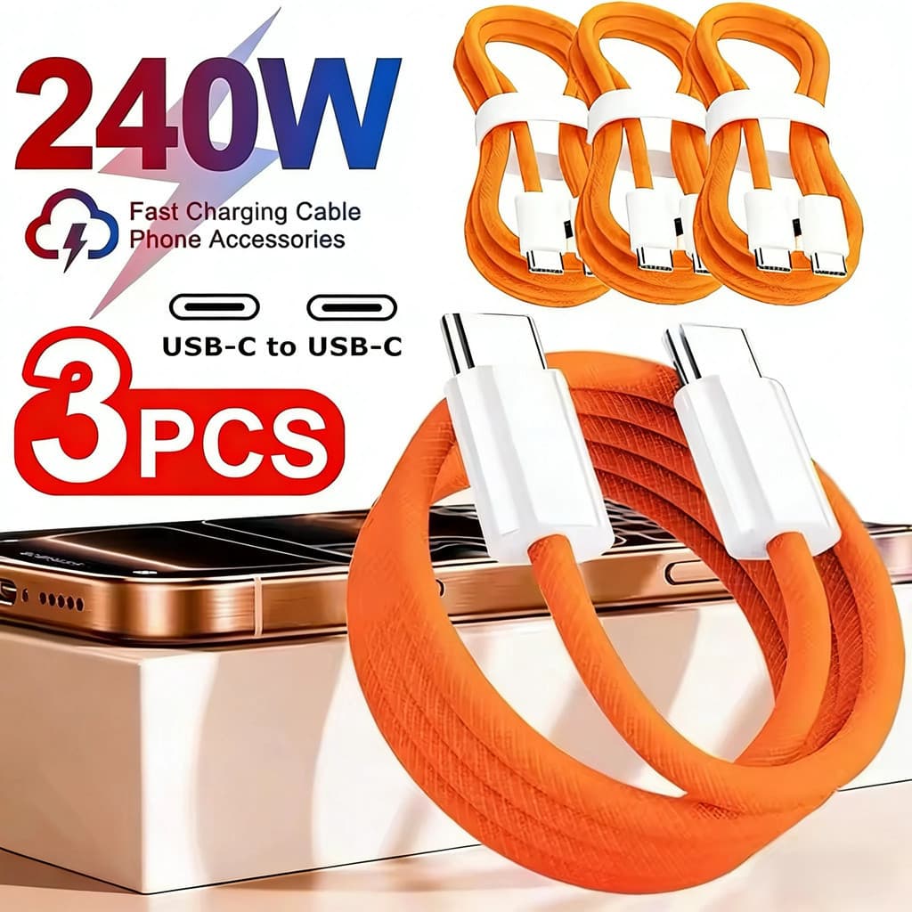 Cabo de Carregamento Rápido C para C 240W Duplo Tipo-C Suporta Carregamento Rápido para Smartphone iPhone Xiaomi Oppo