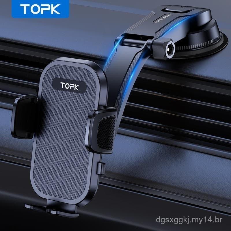 Suporte para Telefone de Carro TOPK, Suporte Mãos Livres Aprimorado, Suporte para Painel de Carro, Compatível com Celula