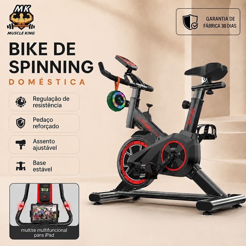 Muscle King Bicicleta Bike Ergometrica Spinning Academia Fitness Profissional 120kg volante 10kg