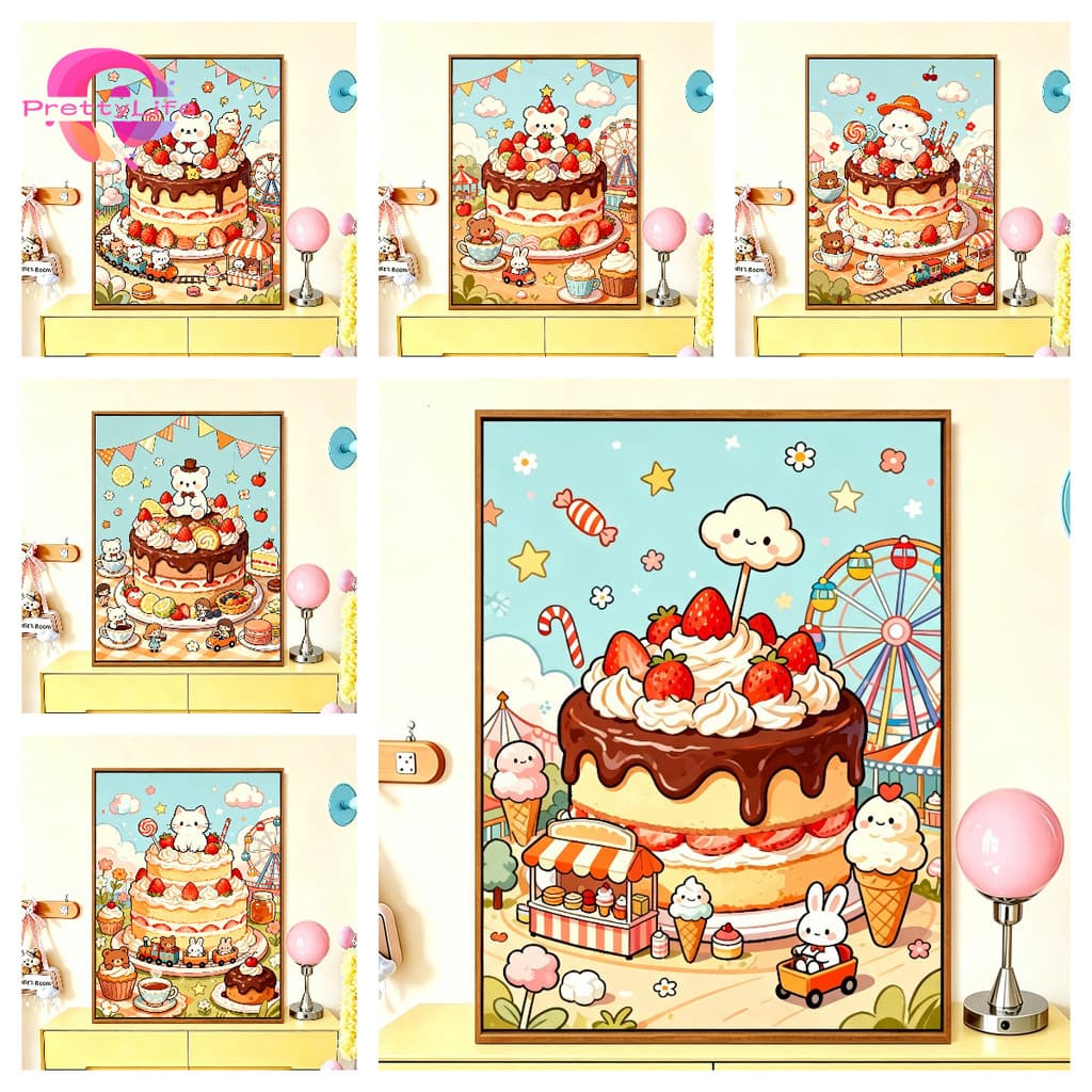 Conjunto De Pintura De Diamante 5D Para Bolo De Urso De Desenho Animado Broca Quadrada/Redonda Ponto Cruz De Cristal Com